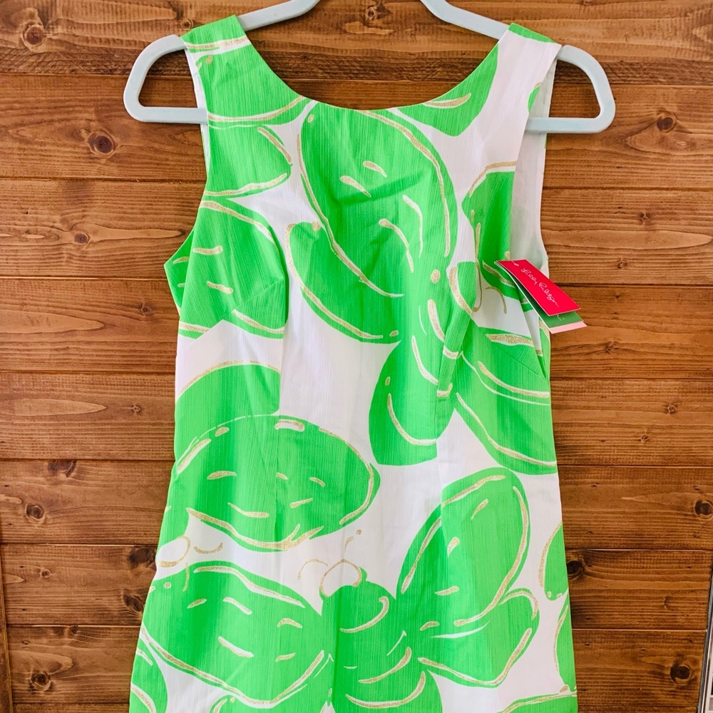 Lilly Pulitzer Womens Resort Stinger Glitter Green Bee Shift Delia Dress - Picture 2 of 7